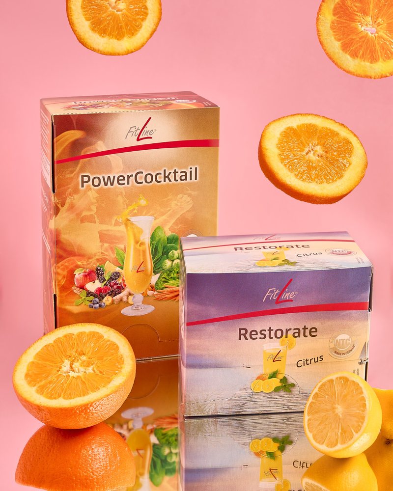 FitLine Optimal-Set: PowerCocktail and Restorate Citrus boxes